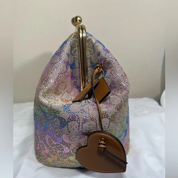 Coach Rainbow Crystal Kisslock Large Frame Bag #B22 - Picture 5 of 10